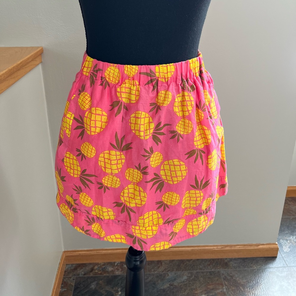 J. Crew Factory preppy tropical pink & yellow pineapple cotton skirt. Size XS